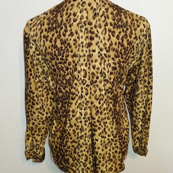 Liz Wear Leopard Print Long Sleeve Size P - Picture 2 of 6